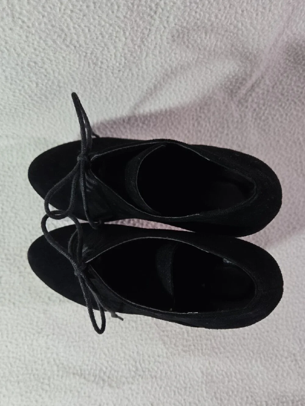 Black Lace-Up Platform High Heel Booties for Women